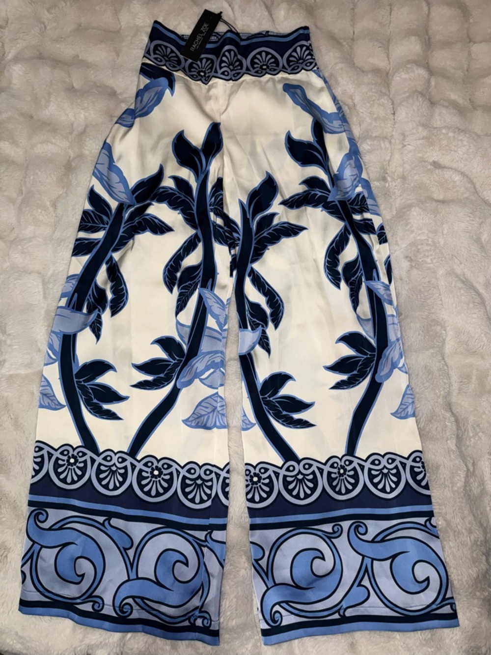 Rachel Zoe Blue and Navy Floral Wide-Leg Pant